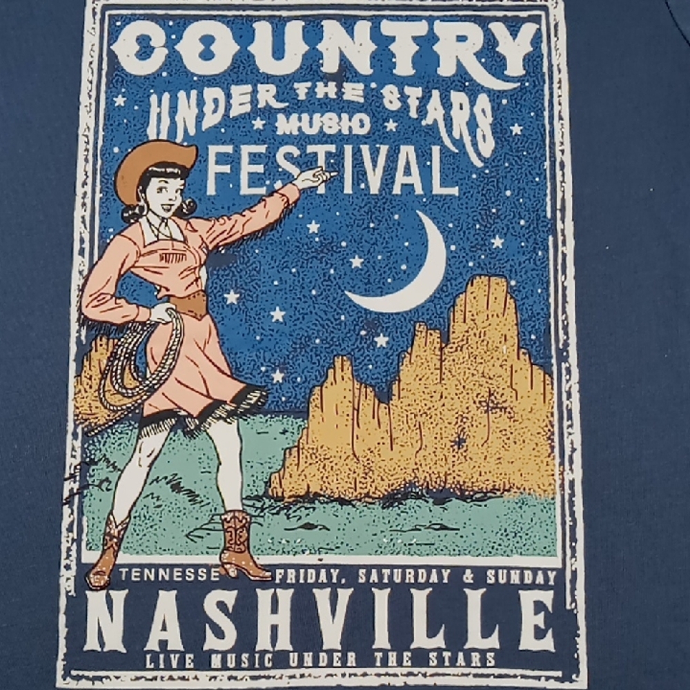 Vintage Themed T-Shirt County Under The Stars Music Festival Nashville M (7-9)